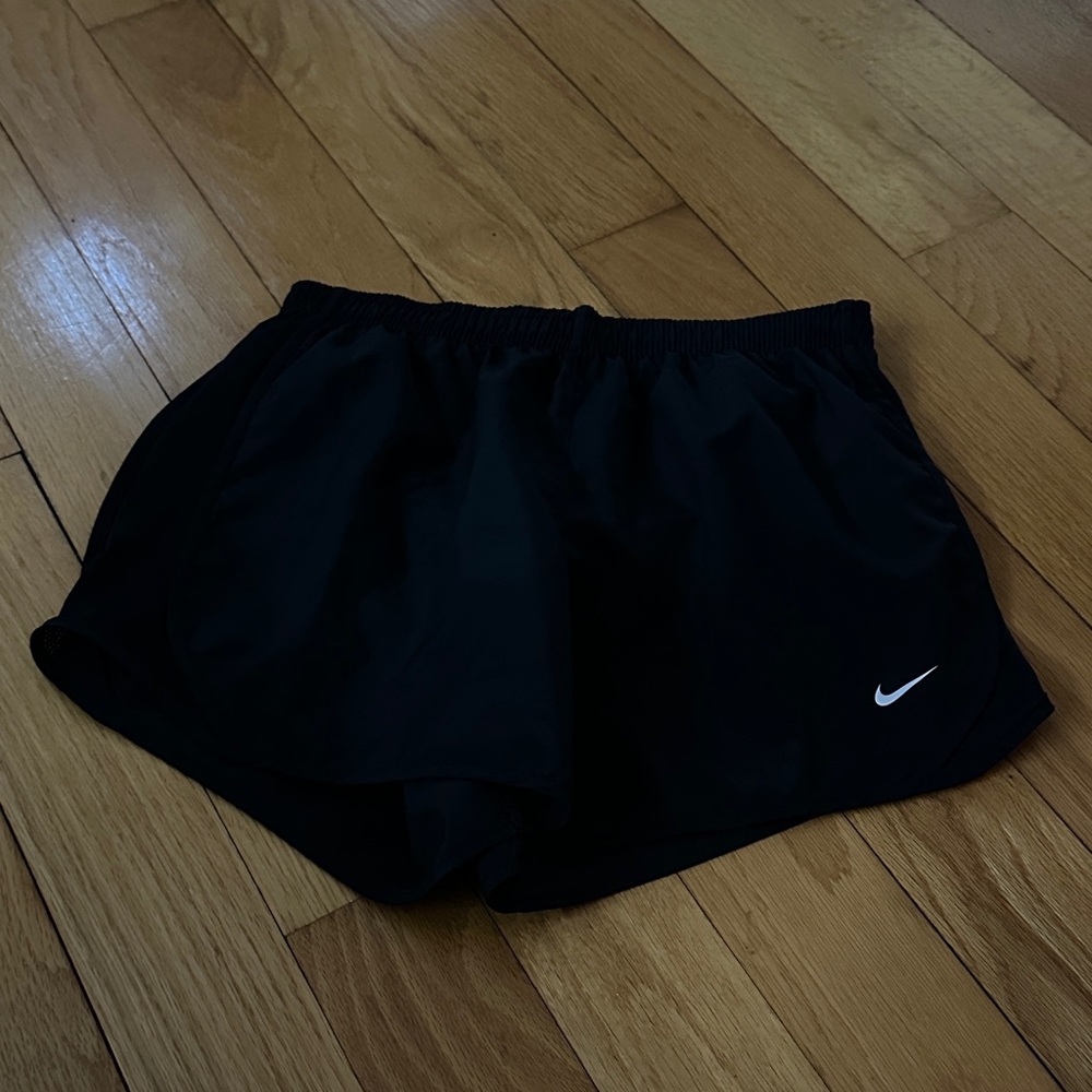 Nike Women's Black Athletic Running Shorts with White Swoosh